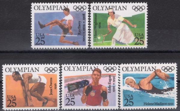 UNITED STATES(̱)-#2496~500(5)-OLYMPIANS(ø )-1990.7.6