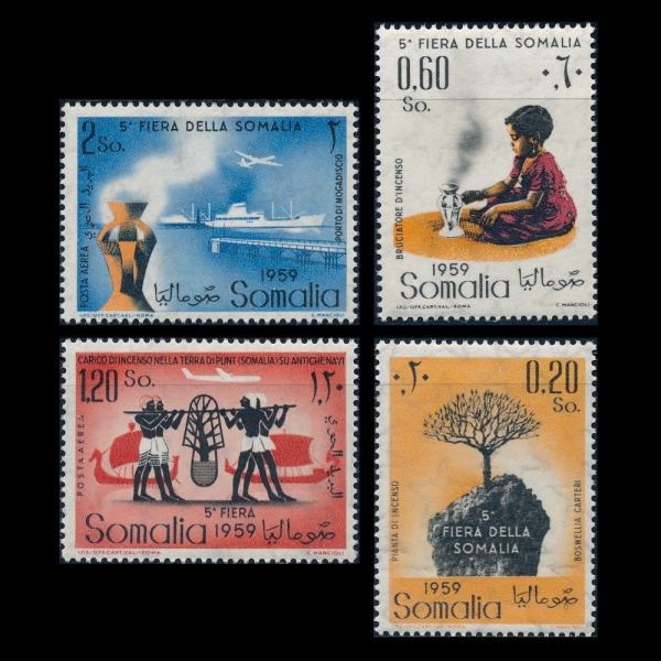 SOMALIA(Ҹ)-#234~5, C63~4(4)-INCENSE BUSH AND GIRL BURNING INCENSE( )-1959.9.28