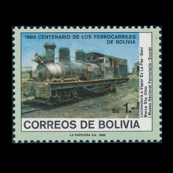 BOLIVIA()-#772-1b-BOLIVIAN RAILROADS, CENT.( ö 100ֳ)-1988.8.29