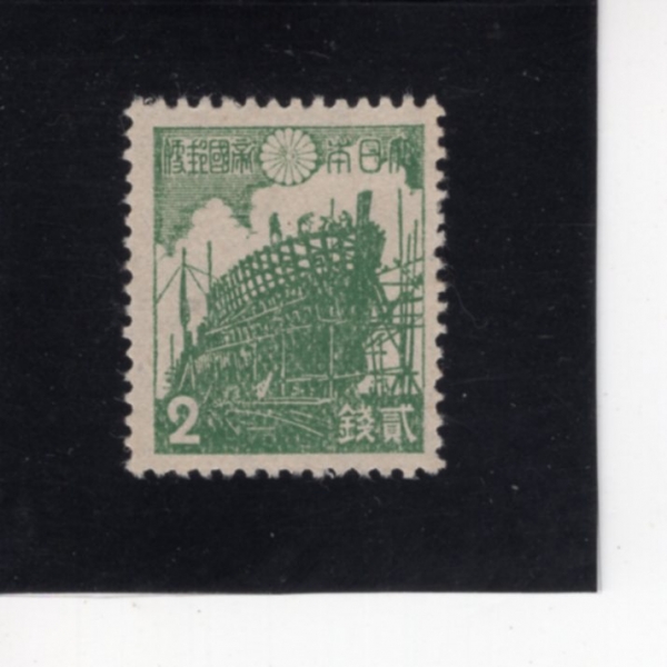 JAPAN(Ϻ)-#328-2s-BUILDING OF WOODEN SHIP(  )-1942