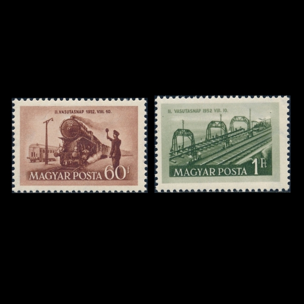HUNGARY(밡)-#1012~3(2)-RAILROAD DAY(ö )-1952.8.10