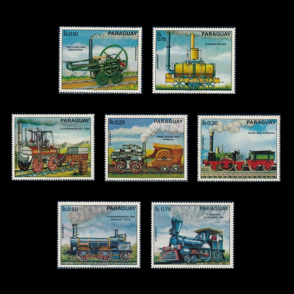 PARAGUAY(Ķ)-#1399a~e, 1400~1(7)-LOCOMOTIVES( )-1972.1.6