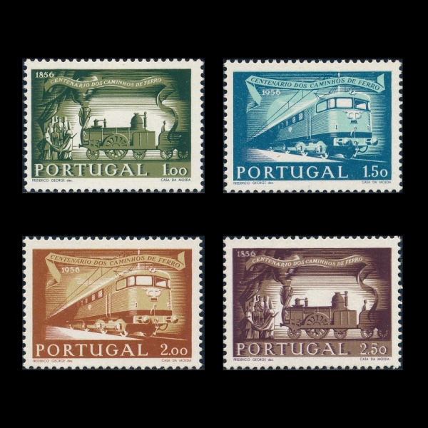 PORTUGAL()-#818~21(4)-CENTENARY OF THE PORTUGUESE RAILWAYS( ö  )-1956.10.28