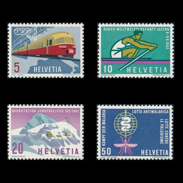 SWITZERLAND()-#412~5(4)-TRANS-EUROPE EXPRESS, ROWER, RAILROAD AND WHO(ӿ, , , 󸮾)-1962.3.19