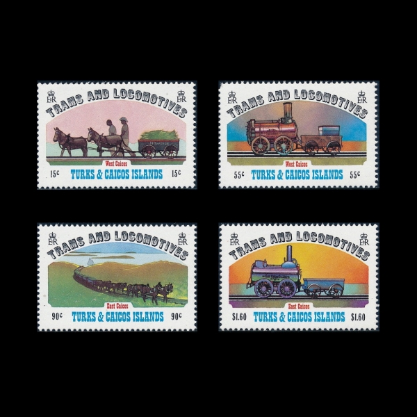 TURKS & CAICOS ISLANDS(ũ Ŀ )-#550~3(4)-TRAMS AND LOCOMOTIVES(Ʈ,  )-1983.1.18