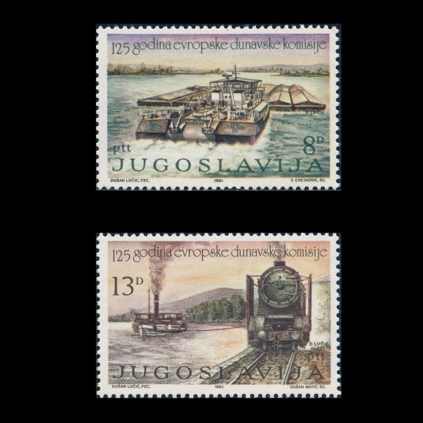 YUGOSLAVIA()-#1548~9(2)-TUGBOAT, TRAIN AND SIP CANAL(Ʈ, , ͳ)-1981.10.28