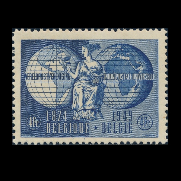 BELGIUM(⿡)-#400-4fr-75TH ANNIV. OF UPU(Ϲ  )-1949.10.1
