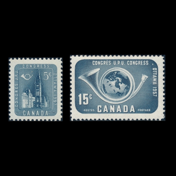 CANADA(ĳ)-#371~2(2)-14TH CONG. OF THE UPU(Ϲ  )-1957.8.14