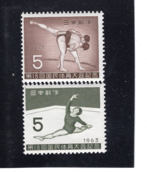 JAPAN(Ϻ)-#802~3(2)-WOMAN GYMNAST AND JAPANESE WRESTLING(ü, )-1963.10.27