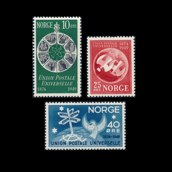 NORWAY(븣)-#299~301(3)-75TH ANNIV. OF THE UPU(Ϲ  )-1949.10.8