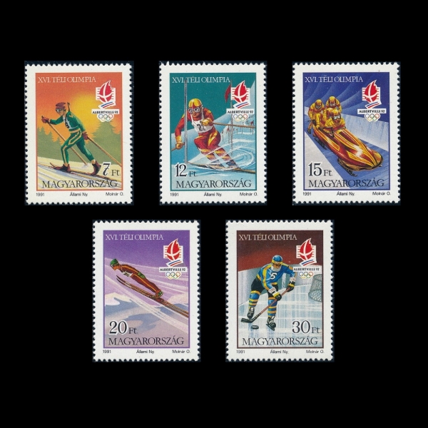 HUNGARY(밡)-#3325~9(5)-1992 WINTER OLYMPIC GAMES, ALBERTVILLE(1992 ø)--1991.12.6