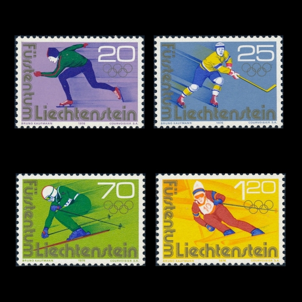 LIECHTENSTEIN(ٽŸ)-#576~9(4)-1976 WINTER OLYMPIC GAMES, INNSBUCK, AUSTRIA(1976 ø)-1975.12.4