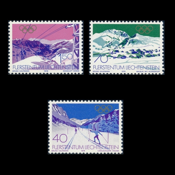 LIECHTENSTEIN(ٽŸ)-#678~80(3)-1980 WINTER OLYMPIC GAMES, LAKE PLACID, NY(1980 ø)-1979.12.6