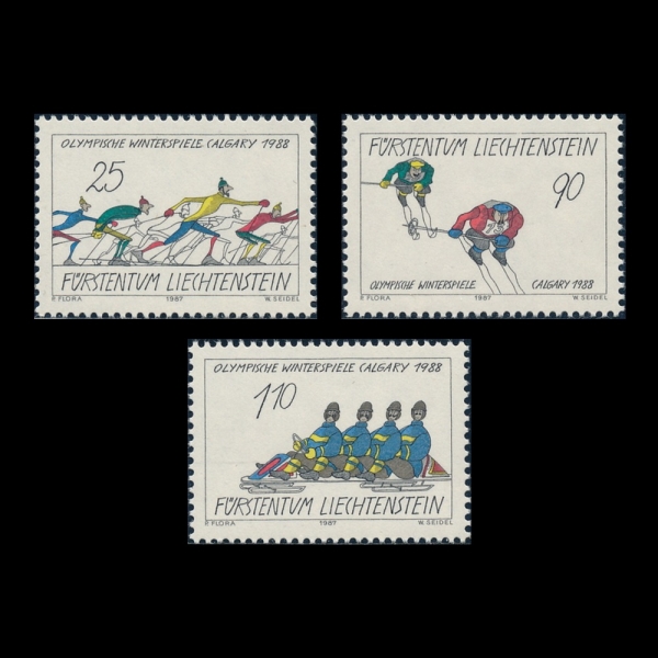 LIECHTENSTEIN(ٽŸ)-#877~9(3)-1988 WINTER OLYMPIC GAMES, CALGARY(1988 ø)-1987.12.7