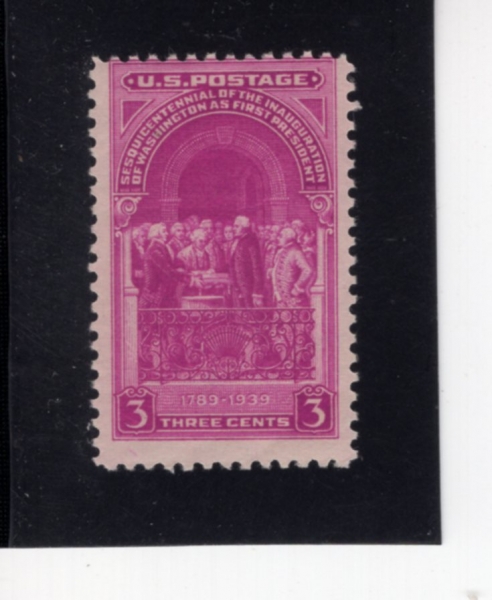 UNITED STATES(̱)-#854-3c-GEORGE WASHINGTON TALKING OATH OF OFFICE(   )-1939.4.30