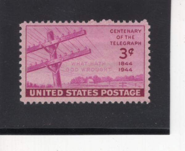 UNITED STATES(̱)-#924-3c-TELEGRAPH WIRES & FIRST TRANSMITTED WORDS \"WHAT HATH GOD WROUGHT\"(ó ۵  ޽, ϳ   ϼ̴°?\")-1944.5.24