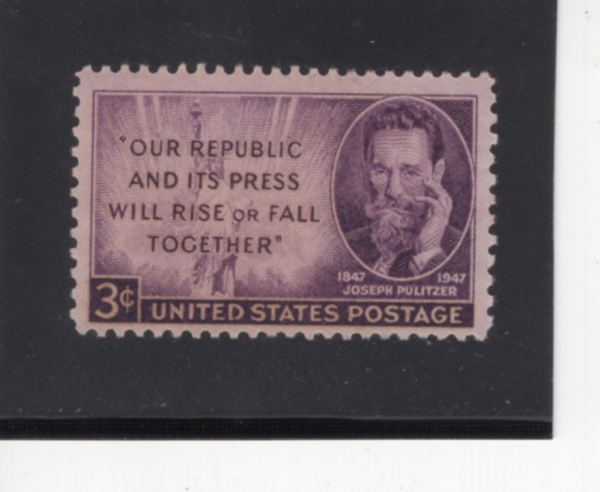 UNITED STATES(̱)-#946-3c-JOSEPH PULITZER & STATUE OF LIBERTY( ǽó,  Ż)-1947.4.10