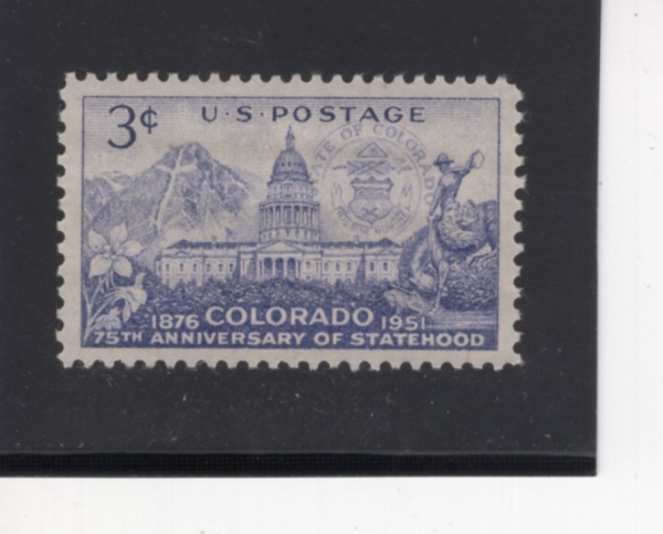 ﻿UNITED STATES(̱)-#1001-3c-COLORADO CAPITOL AND MOUNT OF THE HOLY CROSS(ݷζ ֵ, ڰ )-1951.8.1