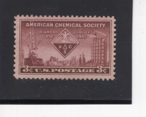 ﻿UNITED STATES(̱)-#1002-3c-A.C.S. EMBLEM AND SYMBOLS OF CHEMISTRY(ACS , ȭ ȣ)-1951.9.4