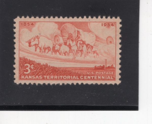 UNITED STATES(̱)-#1061-3c-WHEAT FIELD AND PIONEER WAGON TRAIN(й,    ô)-1954.5.31