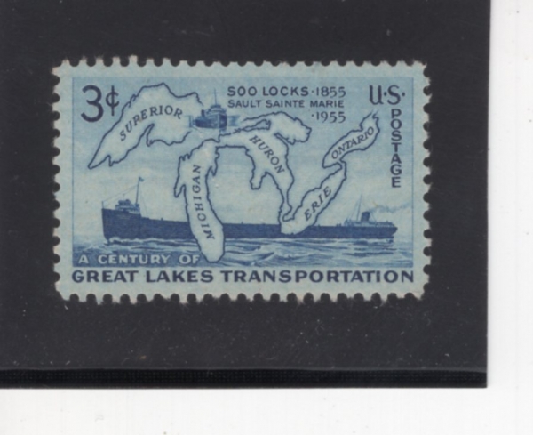 UNITED STATES(̱)-#1069-3c-MAP OF GREAT LAKES AND TWO STEAMERS(ȣ,  ô ⼱)-1955.6.28