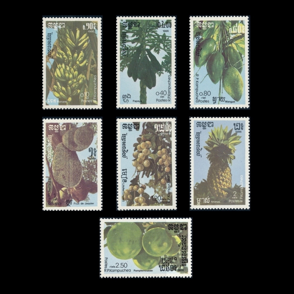 CAMBODIA(į�����)-#728~34(7��)-FRUITS(����)-1986.10.4��