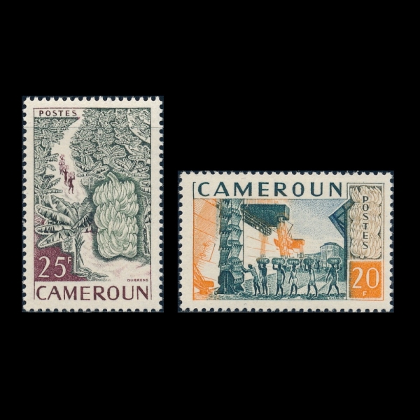 CAMEROUN(ī�޷�)-#334~5(2��)-LOADING BANANAS AND HARVESTLING BANANAS(�ٳ���)-1959��