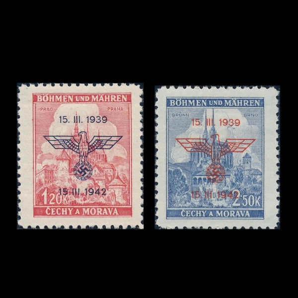 CZECHOSLOVAKIA-BOHEMIA AND MORAVIA(����̾ƿ� ����� ��ȣ��)-#60~1(2��)-CATHEDRAL AT PRAGUE AND BRNO CATHEDRAL(������ �뼺��, �긣�� �뼺��)-1942.3.15��