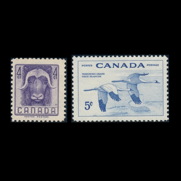 CANADA(ĳ����)-#352~3(2��)-MUSK OX AND WHOOPING CRANES(�����, �η��)-1956.4.12��