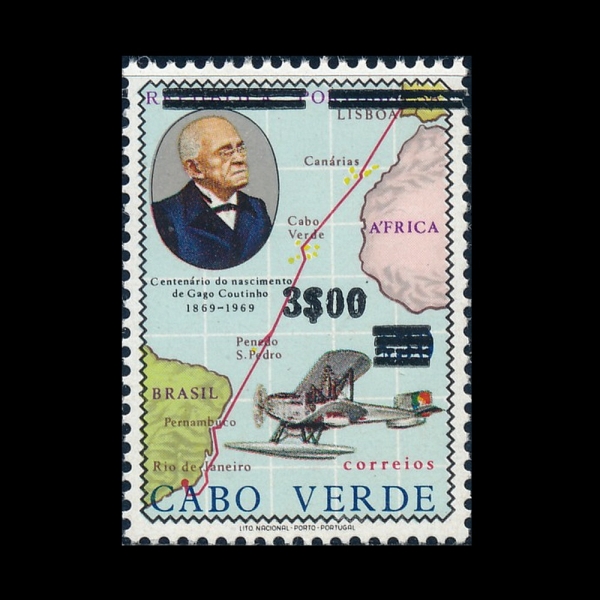 CAPE VERDE(ī��������)-#388-3e-ADMIRAL COUTINHO & MAP SHOWING ROUTE OF 1ST FLIGHT FROM LISBON TO RIO DE JANEIRO(���� ��Ƽ��)-1978.5.1��
