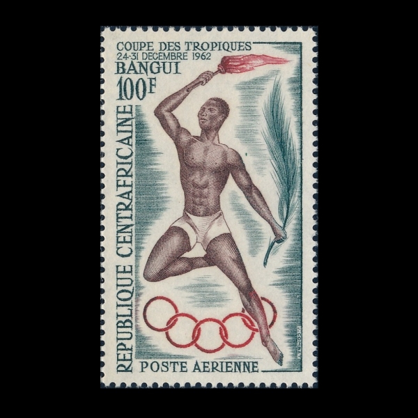 CENTRAL AFRICAN REPUBLIC(�߾Ӿ�����ī ��ȭ��)-#C9-100fr-RUNNER WITH TORCH AND PALM BRANCH(ȶ�� ����, ���ڼ� ����)-1962.12.24��