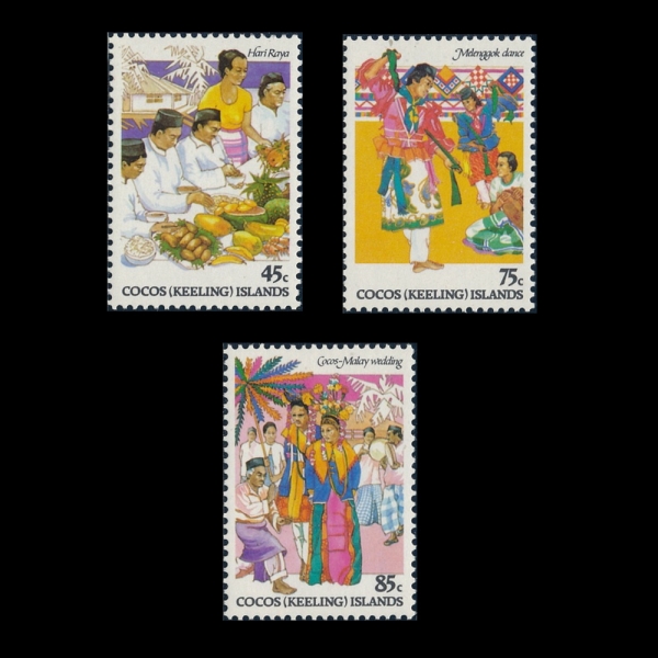 COCOS ISLANDS(���ڽ� ��)-#108~10(3��)-COCOS-MALAY CULTURE(���ڽ� ��������)-1984.1.27��