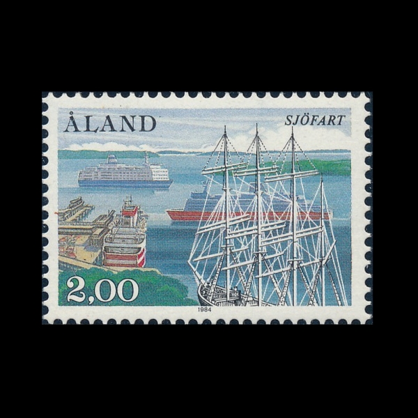 FINLAND-ALAND ISLANDS(�ɶ���-�ö�������)-#23-2m-BARK POMMERN AND CAR FERRIES, MARIEHAMN WEST HARBOR(���޸�, ���� �丮, ���� �ױ�)-1984.3.1��