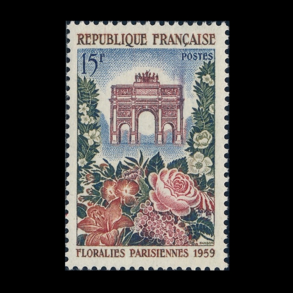 FRANCE(������)-#904-15fr-ARC DE TRIOMPHE AND FLOWERS(������, ��)-1959.1.17��