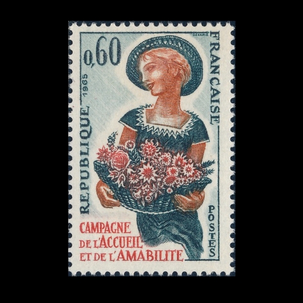 FRANCE(������)-#1120-60c-WOMAN CARRYING FLOWERS(���� ��� �ִ� ����)-1965.4.24��
