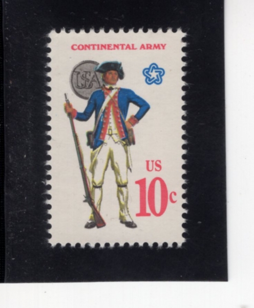 UNITED STATES(�̱�)-#1565-10c-SOLDIER WITH FINTLOCK MUSKET, UNIFORM BUTTON(��Ʈ�� �ӽ�Ŷ �������� ������ ����)-1975.7.4��