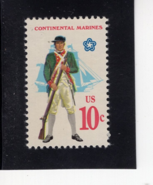 UNITED STATES(�̱�)-#1567-10c-MARINE WITH MUSKET, FULL- RIGGED SHIP(�ӽ�Ŷ�� ������ �غ��� �̹��� Ǯ ���� �Լ�)-1975.7.4��