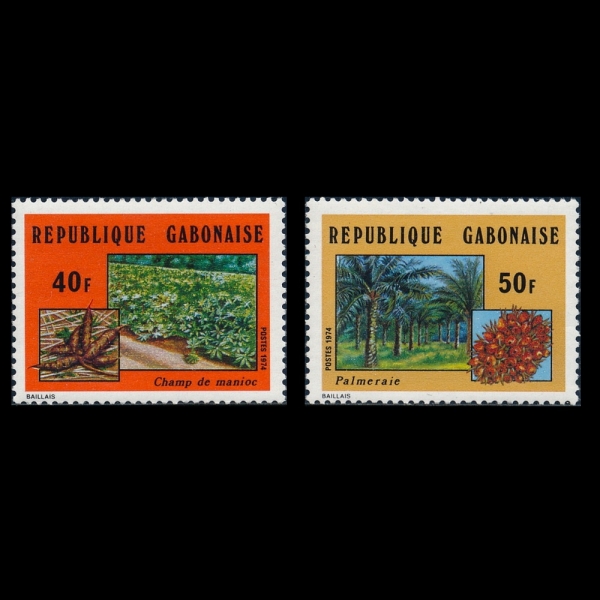 GABON(����)-#336~7(2��)-MANIOC, PALMS AND DATES(ī���, ���ڼ�, ���߾��ڳ���)-1974.11.13��