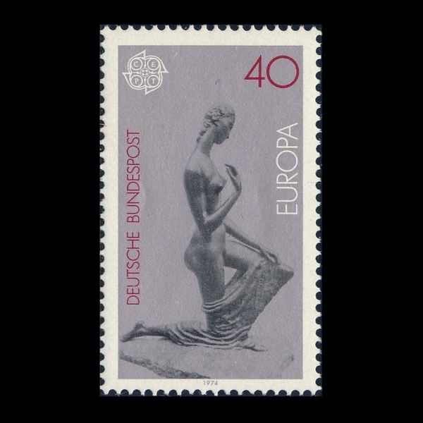 GERMANY(����)-#1142-40pf-KNEELING WOMAN, BY WILHELM LEHMBRUCK(���︧ �����ũ, �� ���� ����)-1974.4.17��