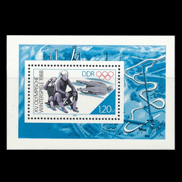 GERMAN DEMOCRATIC REPUBLIC(����)-SOUVENIR SHEET-#2651-1.20m-SINGLE AND DOUBLE LUGE(�ܽ�. ���� ����)-1988.1.19��