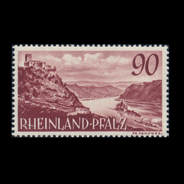 GERMAN OCCUPATION STAMPS(���� ���� ��ǥ)-#6N38-90pf-GUTENFELS AND PFALZGRAFENSTEIN CASTLES ON RHINE(�����罺 ��, �����׶��潴Ÿ�� ��)-1949��
