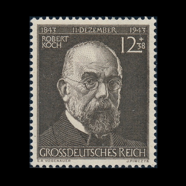 GERMANY(����)-#B251-12+38pf-DR. ROBERT KOCH(�κ���Ʈ ����)-1944.1.25��