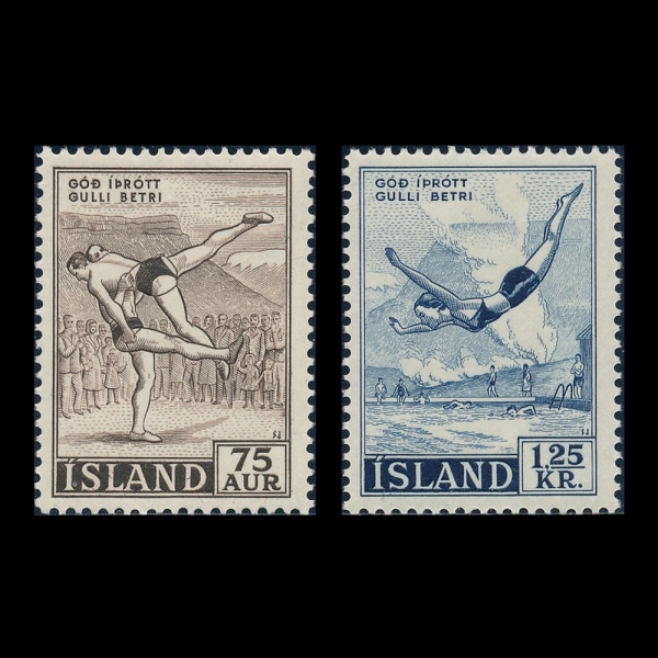 ICELAND(���̽�����)-#287~8(2��)-ICELANDIC WRESTLING AND DIVING(�۸���, ���̺�)-1955.8.9��