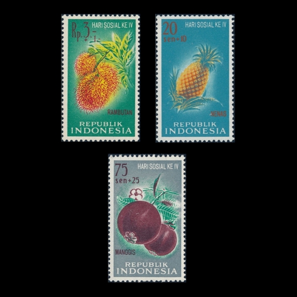 INDONESIA(�ε��׽þ�)-#B135~7(3��)-FRUITS(����)-1961.12.20��