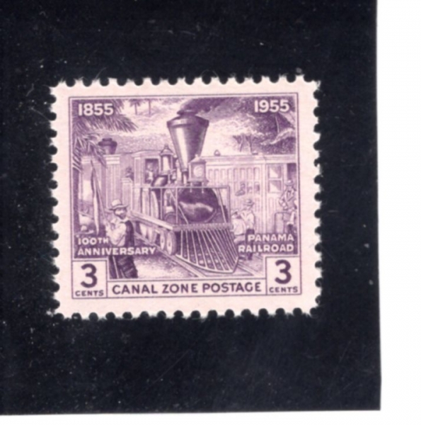 CANAL ZONE(�ĳ��� ���� ����)-#147-3c-EARLY RAILROAD SCENE(�ʱ� ö�� ����)-1955.1.28��