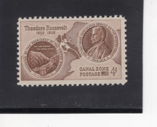 CANAL ZONE(�ĳ��� ���� ����)-#150-4c-ROOSEVELT MEDAL AND MAP(�罺��Ʈ �޴�, ����)-1958.11.15��