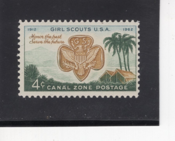CANAL ZONE(�ĳ��� ���� ����)-#156-4c-GIRL SCOUT BADGE AND CAMP AT GATUN, LAKE(���� ȣ���� �ɽ�ī��Ʈ ������ ķ��)-1962.3.12��