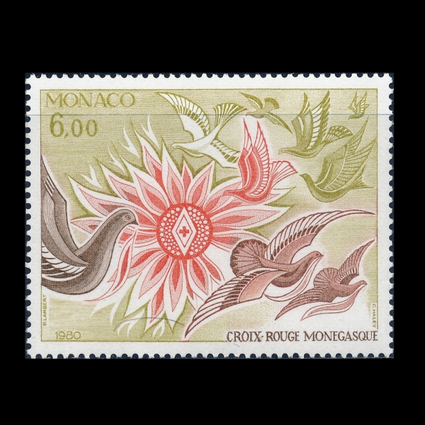 MONACO(����)-#1248-6fr-SUN AND BIRDS, BY PERRETTE LAMBERT(�䷹Ʈ ����Ʈ, \"�¾�� ��\")-1980.11.6��