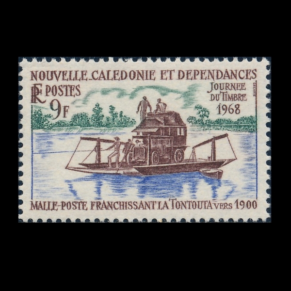 NEW CALEDONIA(��Į�����Ͼ�)-#368-9fr-FERRYING MAIL TRUCK ACROSS TONTOUTA RIVER, 1900(\"����Ÿ ���� �ǳ� �� ���� Ʈ�� ���, 1900��\")-1968.9.2��