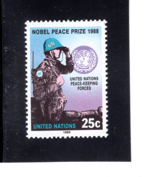 UNITED NATIONS,OFFICES IN NEW YORK(���� ����-����)-#548-25c-UN PEACE-KEEPING FORCE, 1988 NOBEL PEACE PRIZE WINNER(���� ��ȭ������ �뺧��)-1989.3.17��